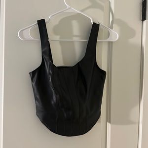 Black Leather Corset Top